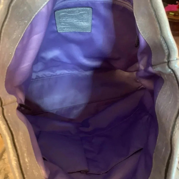 COACH 14970 Julia Op Art  Signature Lilac Silver Leather Shoulder Tote Bag - Picture 13 of 13